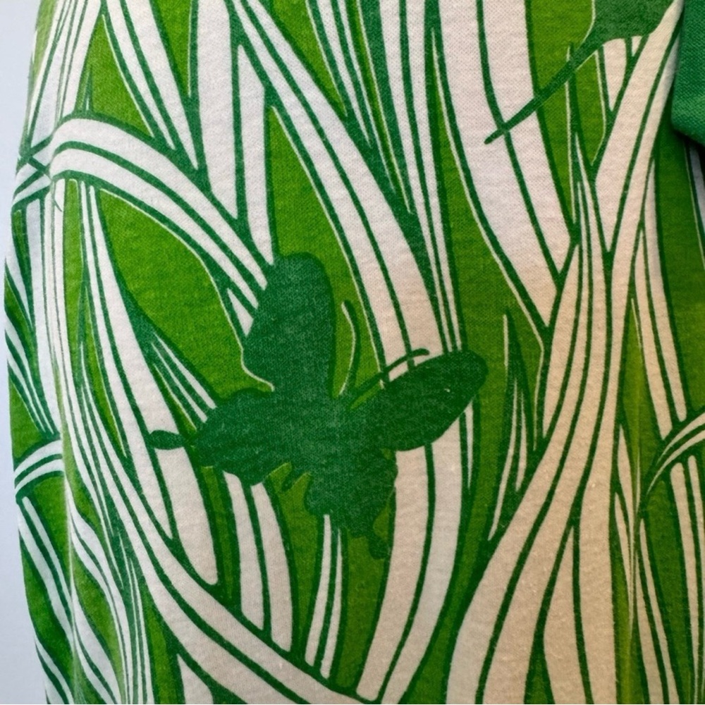 Miss Shaheen Vintage Hawaiian Butterfly Print Green Maxi Dress Column Gown 10 - Picture 5 of 12